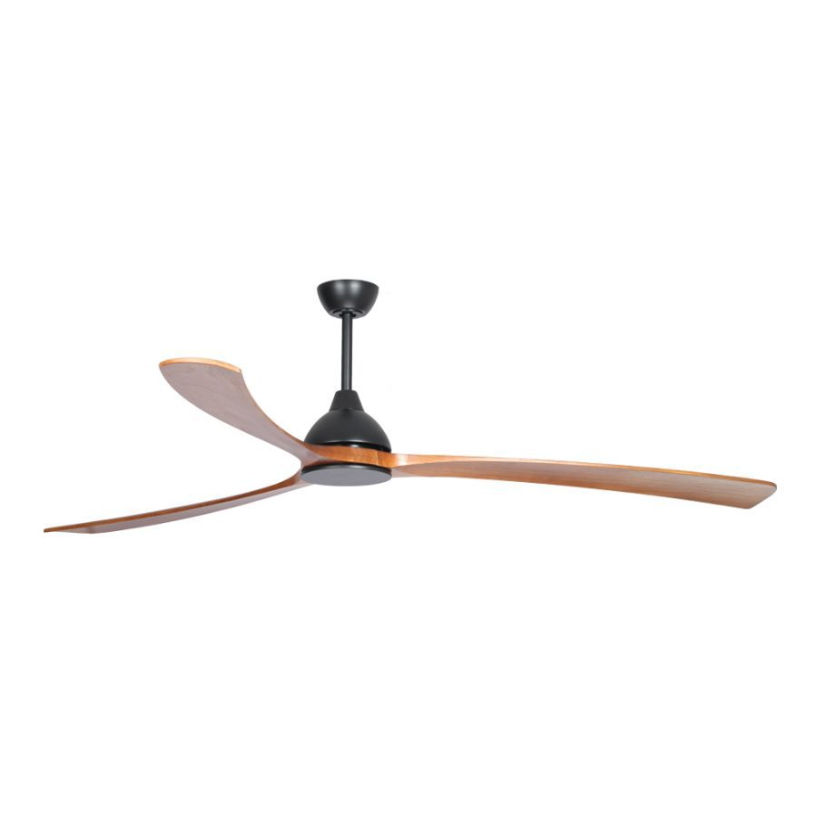 Sanctuary 86″ Black Dc Ceiling Fan - Teak Blades 