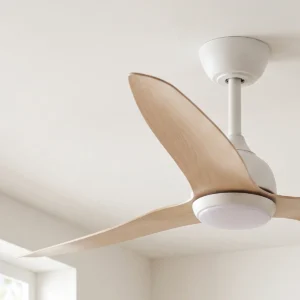 fanco-eco-style-dc-52-inch-ceiling-fan-white-with-beechwood-timber-style-blades-with-led-light-close-up-angled