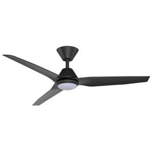 black ceiling fan with bright light